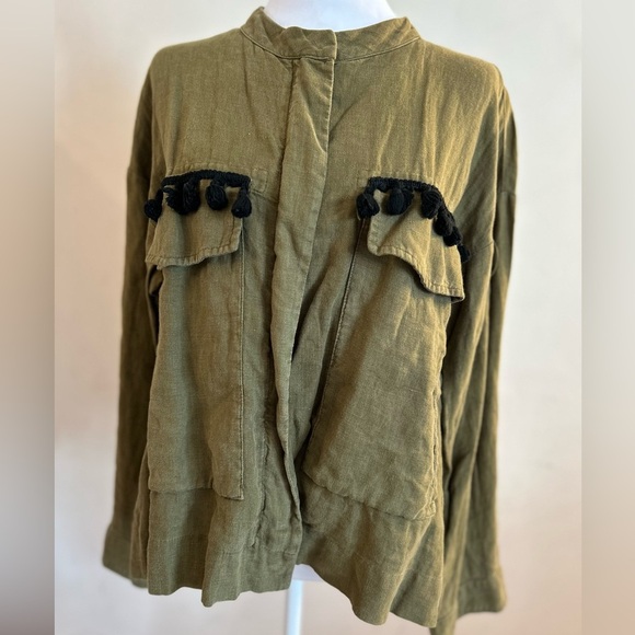 Zara linen Olive Green Women's Jacket medium - Picture 12 of 15
